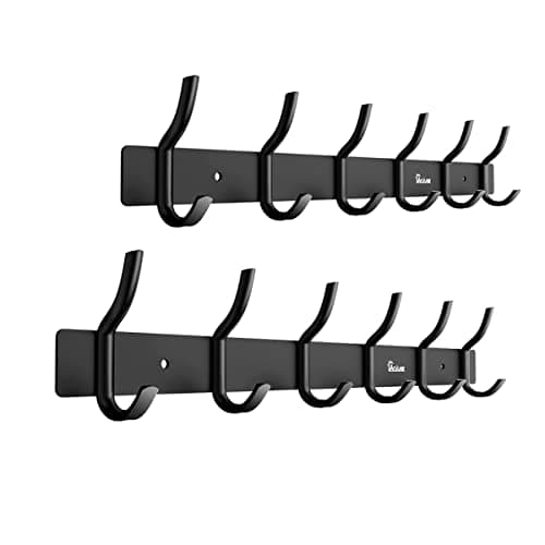 Anjuer Clothes Hanger 6 Hooks, Load 20 kg Aluminum Alloy Hat Black