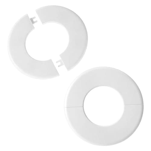 2PCS Round Wall Split Flange, ABS Self-Adhesive Escutcheon Plate Cover, Plumbing Flange Cover for 2.5"/64mm Diameter Pipe, Wall Hole Decoration Covers for Faucet, Bathroom, Kitchen, Toilet (White)