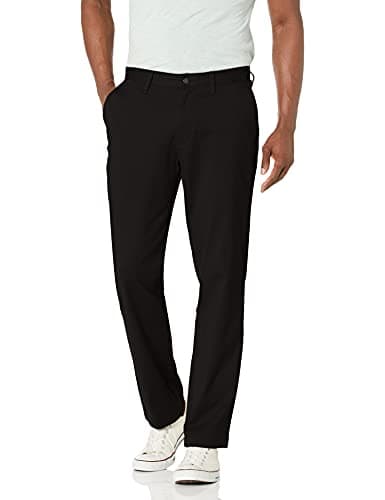 Nautica Men's Classic Fit Flat Front Stretch Solid Chino Deck Pant Pants, True Black, 34W 32L