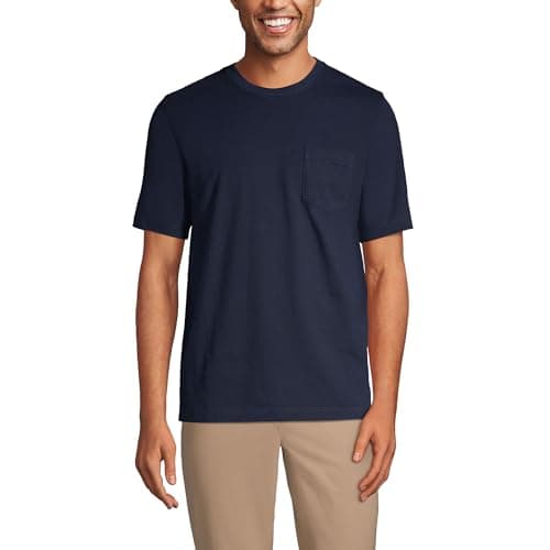 Lands' End Men's Tall Super-T Short Sleeve T-Shirt with Pocket Large Radiant Navy