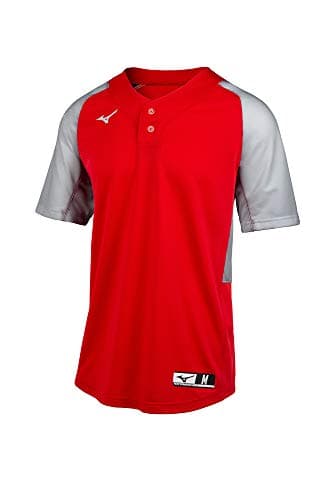 Mizuno Boys Aerolite Youth 2-Button Baseball Jersey, Red-grey, Small US