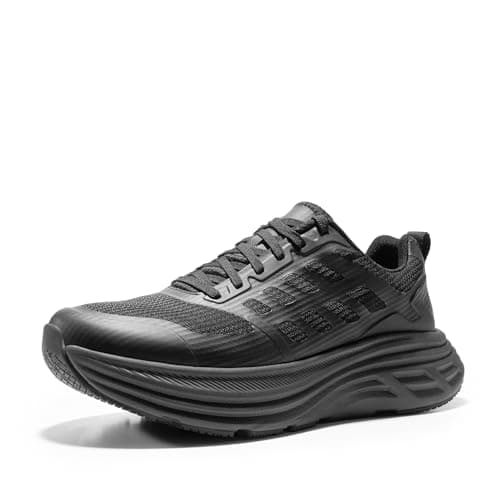 NORTIV 8 Women's Walking Shoes Cushion Running Tennis Shoes ActiveFloat Non-Slip Comfortable Breathable Workout Gym Sports Athletic Fashion Sneakers,Size 6,All Black,SNWS245W