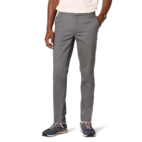 Amazon Essentials Men's Slim-Fit Wrinkle-Resistant Flat-Front Stretch Chino Pant, Charcoal, 29W x 32L