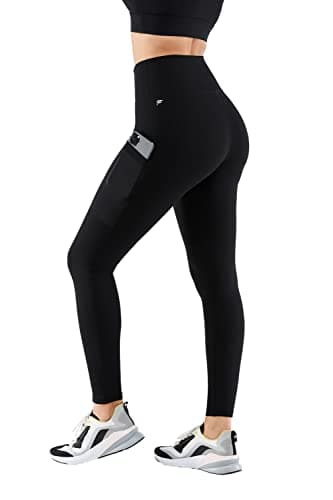 Fabletics Women's On-The-Go PowerHold® High-Waisted Legging, Maximum Compression, Flattering, XL/Regular | 27, Black