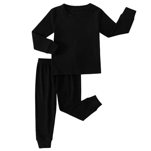 JWWN Kids Thermal Underwear Set Toddler Winter Base Layer Ultra Soft Long Johns for Little Boys Girls (Black,3Years)