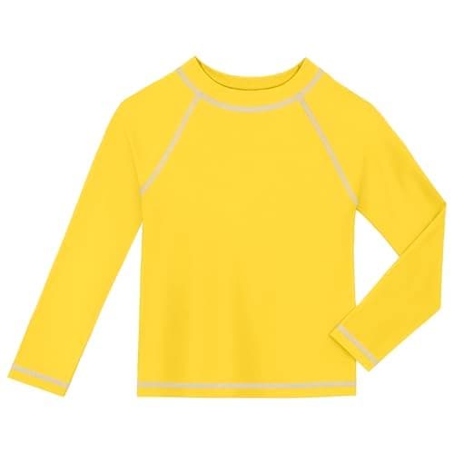 City Threads Rash Guard for Boys SPF 50+ Made in USA, Long Sleeve Swim Shirt with Sun Protection (Yellow, 18-24 Months)