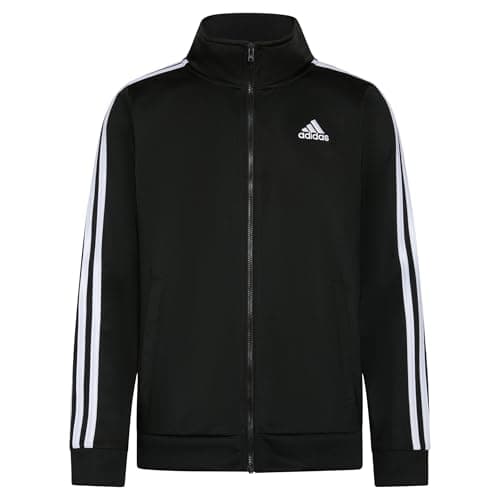 Adidas Boys' Little Zip Front Iconic Tricot Jacket, Black, 4