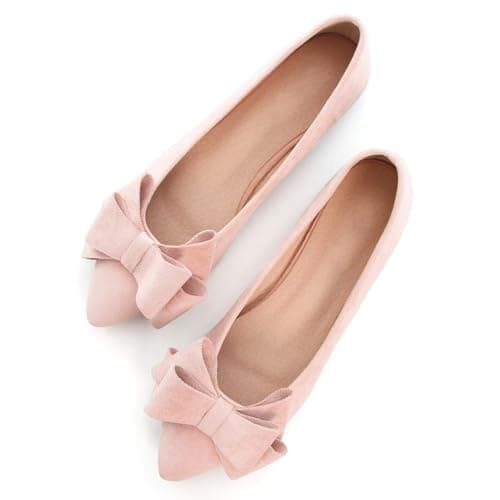 SAILING LU Womens Bowknot Pointed Toe Ballet Flats Pink Size 9.5