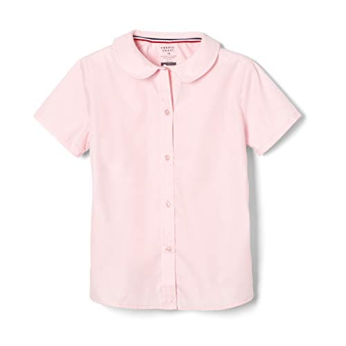 French Toast Peter Pan Collar Short Sleeve Blouse (Girls Standard & Plus Sizes), Pink, 20