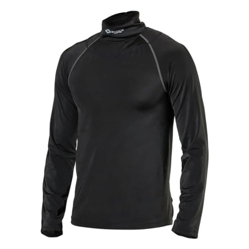 Shock Doctor Youth Boys Compression Shirt with Neckguard for Hockey. Long Sleeves with Integrated Neck Guard. for Youth Boys Black/Grey