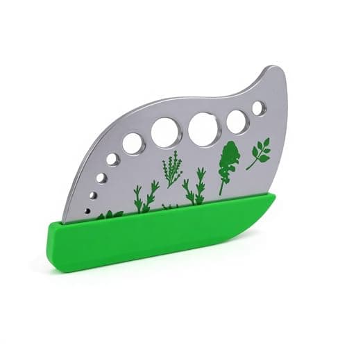 Herb Stripper Tool with 9 Sizing Holes Food-Grade Stainless Steel Leaf Remover for Cooking, Compact Kitchen Gadget with Blade & Safety Cover for collards parsley cilantro goji