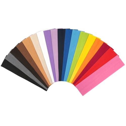 JEPELUS 18 Pcs Colorful Sweat Headbands for Women Workout, Elastic Non Slip Sports Headband, Stretchy Cotton Athletic Hair Bands for Gym Running Yoga Golf Tennis Football Exercise (Mixed Colours)