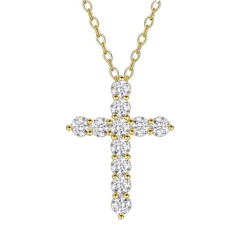 BBXBD 18K GOLD Stainless steel Cubic Zirconia Cross gold necklace for women