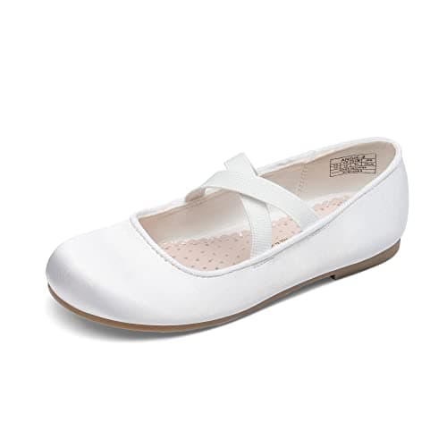 DREAM PAIRS Girls Ballerina Dress Shoes Mary Jane Flats,Size 6 Toddler,White,Angie-2