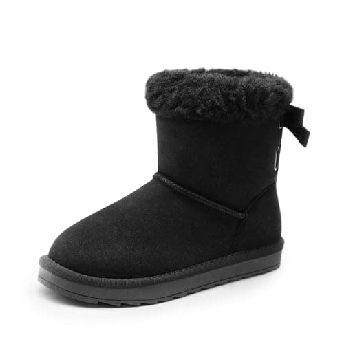 DREAM PAIRS Girls Boots Kids Winter Faux Fur Warm Snow Ankle FuzzyChic Kid's Bow Boots for Toddler/Little Kid,Size 6 Toddler,Black,SDSB2409K