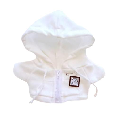 niannyyhouse 10cm~15cm 20cm Plush Doll Clothes Hoodie Cardigan Jacket Soft Stuffed Plush Toy Dress Up (White 20cm)