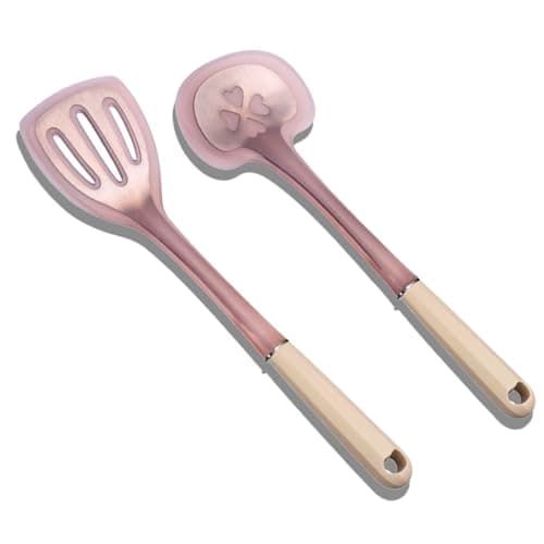 RFSCDI 2-Piece Cooking Spatula Set - German standard Food-Grade Silicone with Steel Core, Heat Resistant Up to 500℉, Non-Stick Cooking Utensils for Kitchen with Ergonomic Non-Slip Handle (Pink)