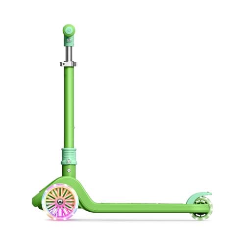 Jetson Bloom Go & Grow Kids 3-Wheel Light-Up Kick Scooter, Lights on Stem & Wheels, Adjustable Height Handlebar, Rear Brake, Easy-Folding Mechanism, Ages 3+, Green, JBLOOM-GRN