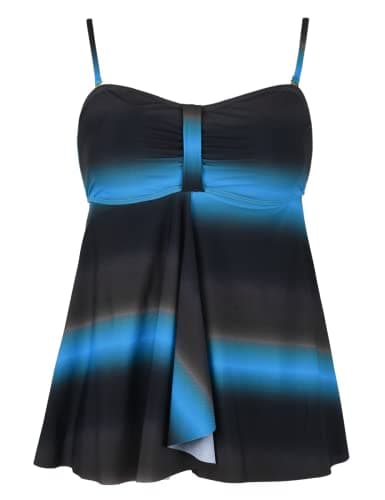 Hilor Women's Flyaway Tankini Top Bandeau Swimsuit Flowy Bathing Suit Black&Brown 18