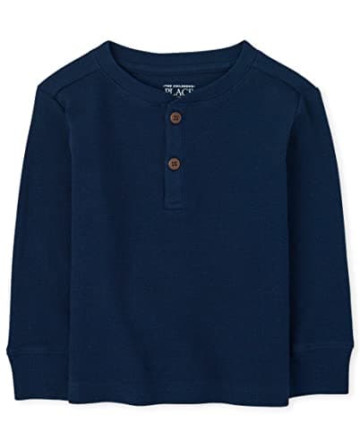 The Children's Place baby boys And Toddler Boy Long Sleeve Thermal Henley Top Shirt, Tidal, 6-9 Months US