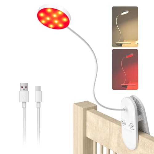 Diomart Red Book Light, Rechargeable Clip On 625nm LED Light for Reading