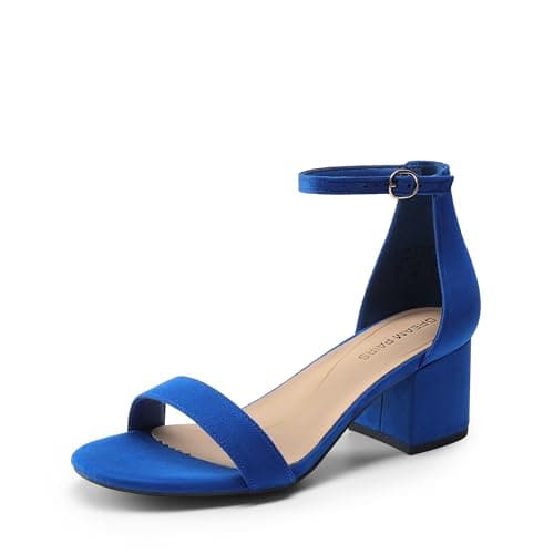 DREAM PAIRS Womens Low-Chunk Low Heel Pump Sandal,Size 5,Royal/Blue,LOW-CHUNK