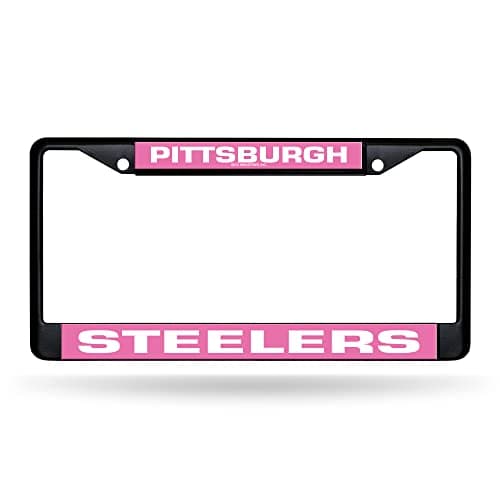 Rico Industries NFL Pittsburgh Steelers Black Black Chrome Frame 12" x 6" Car/Truck Auto Accessory