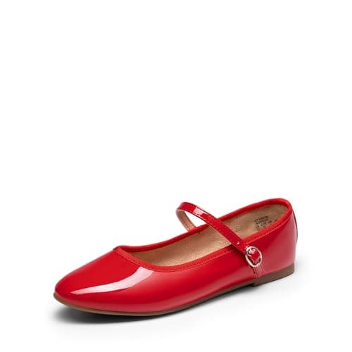 DREAM PAIRS Women's Ballet Flats Mary Jane Shoes, Round Toe Comfortable Dressy Casual Slip-on Work Daily Soft Flat Shoes,Size 7,Red-Pat,SDFA2441W