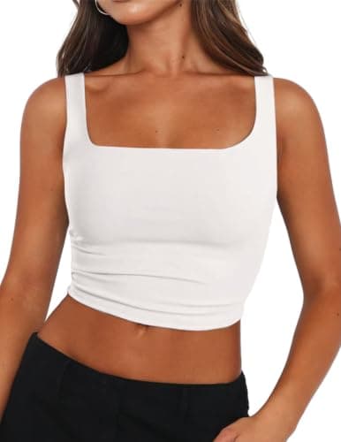 Zeagoo Women's Square Neck Crop Tank Top