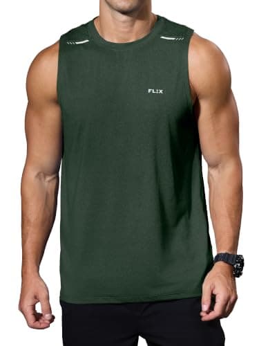 Comdecevis Men's Quick Dry Lightweight UPF 50+ Muscle Tank Top XL Green