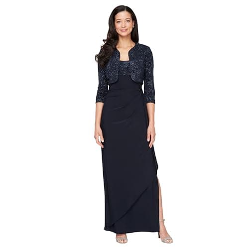 Alex Evenings Womens Empire Waist Bolero Jacket Dress (Petite and Regular Sizes) - Close Out,Navy, 12P