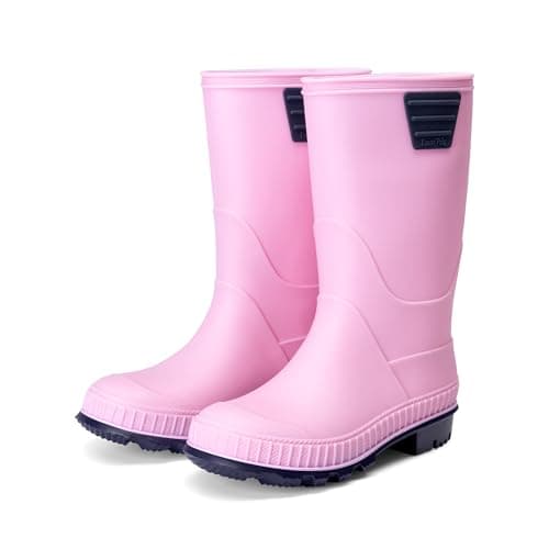 DREAM PAIRS Kids Rain Boots Easy-On Lightweight Non-Slip Outsole for Boys & Girls Outdoor Rainy Day Play,Size 12 Little Kid,Pink,KKUMRB2506