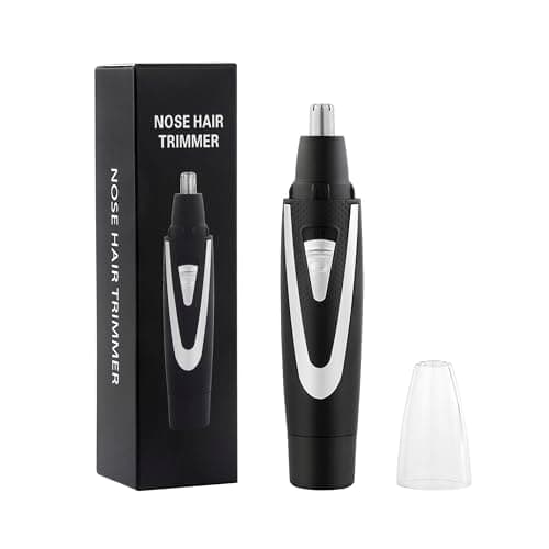 Ear and Nose Hair Trimmer Clippers: 2026 Professional Painless Eyebrow & Facial Hair Trimmers Remover for Men Women, Battery-Operated Nasal Clipper, Dual Edge Waterproof Blades for Easy Clean, Black