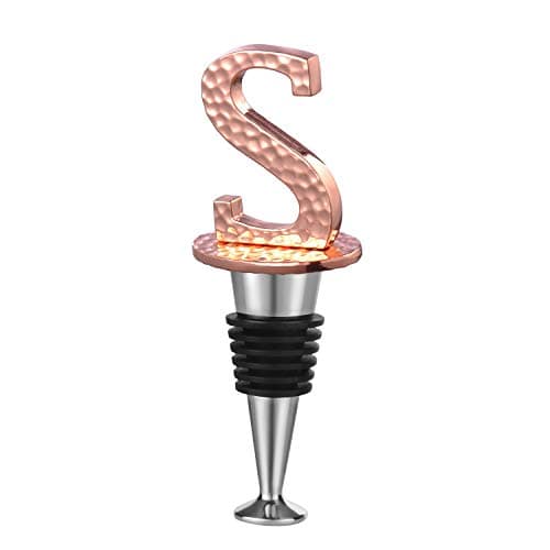 Miicol Wine Stopper, Prosecco Topper, Personalised Champagne Stopper, Rose Gold Wine Bottle Accessories, Wine Lovers Gift, Monogram Gift, Letter S