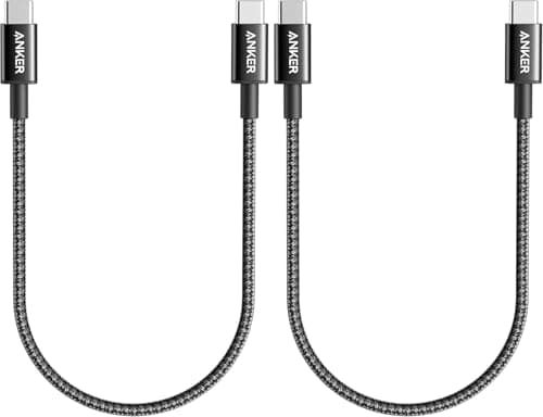 Anker USB C to USB C Cable, Type-C 60W Fast Charging Cable (1FT, 2Pack) for iPhone 17 Series, iPad mini 6 and More (Black)