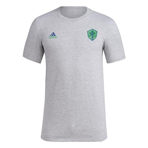 Adidas Men's Seattle Sounders MLS Short Sleeve T-Shirt, Grey Seattle Sounders Small Logo, X-Small