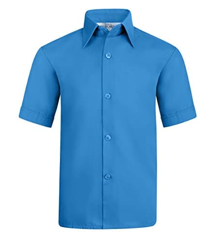 Boys Short Sleeve Button Down Dress Shirt - Vivid Blue, 2T