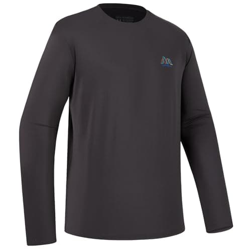 UVSAI Men’s UPF 50+ Long Sleeve Performance T-Shirts Permanent UV Protective Quick Dry for Everyday Hiking Fishing Beach Dark Grey