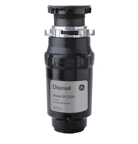 GE Disposall Continuous Feed 1/2 Horsepower Motor Garbage Disposer, Good for Grinding: Cooked Meat, Beans, & Seeds, Easy Install Kit and Power Cord Included, Recommended for 2-4 Person Homes, GFC525N