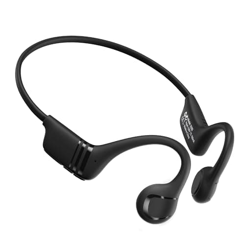 MJOFFIN Bone Conduction Headphones, Bluetooth 5.4 Open-Ear Sport Headset with Mic, 10H Playtime, IP55 Waterproof, 22g Lightweight Skin-Friendly Headphones for Gym, Cycling & Running (Deep Black)