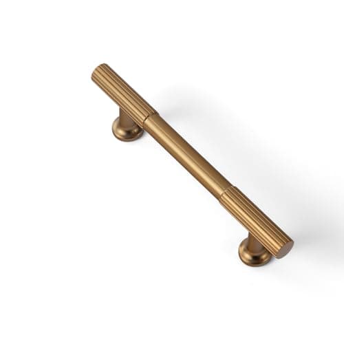 Goo-Ki Dark Gold Bronze Zinc Alloy Cabinet Handles - 3.78''(96mm) Hole Center Striped Decorations Cabinet Pull Hardware for Bedroom, Kitchen, 6 Pack