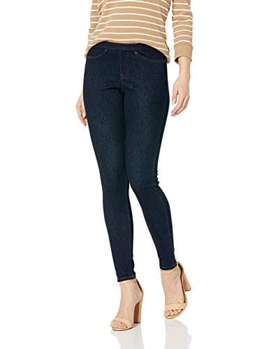 Hue Women's Solid Color Original Jeanz Denim Legging Sockshosiery, -Midnight Rinse, Medium