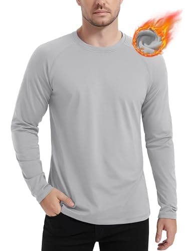 MAGCOMSEN Long Sleeve Workout Shirts for Men Moisture Wicking Shirts Dry Fit Base Layer Undershirts Light Grey S