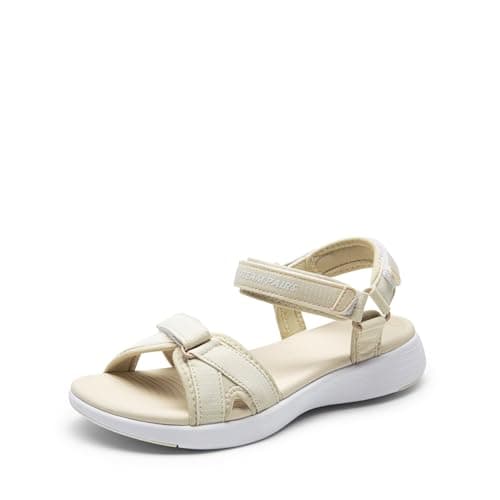 DREAM PAIRS Women's Sport Athletic Sandals Outdoor Hiking Sandals,Size 5.5,Beige/White,QDL19001L