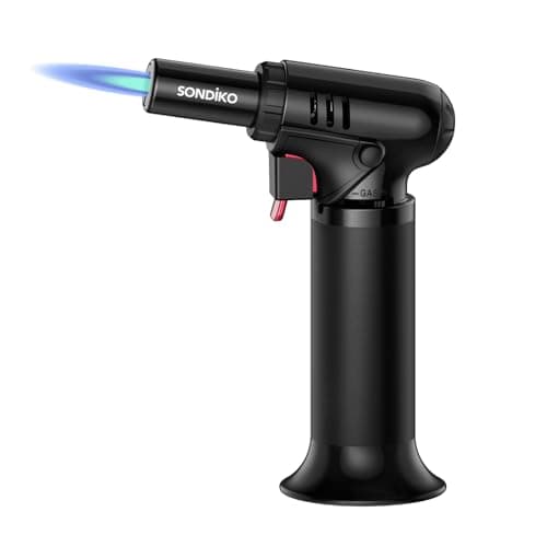 Sondiko Butane Torch Lighter with Visible Fuel Window, Refillable Soldering Torch with Adjustable Flame for Welding, Resin Art, Industrial (Butane Gas Not Included)