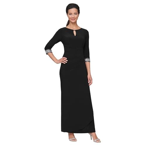 Alex Evenings Women's Dress with Keyhole Cutout (Petite and Regular), Classic Black, 6