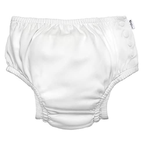i play. by green sprouts Reusable, Eco Snap Swim Diaper with Gussets, UPF 50, White, Patented Design, STANDARD 100 by OEKO-TEX Certified 3T