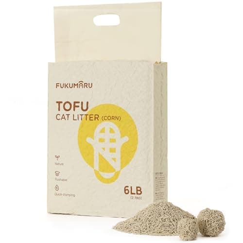 FUKUMARU Corn Cat Litter, 5.5 LBS Flushable Cat Litter Clumping, Dust Free Corn Cats Litter, Natural Unscented, Low Tracking Kitty Litter Pellets, 24/7 Odor Control