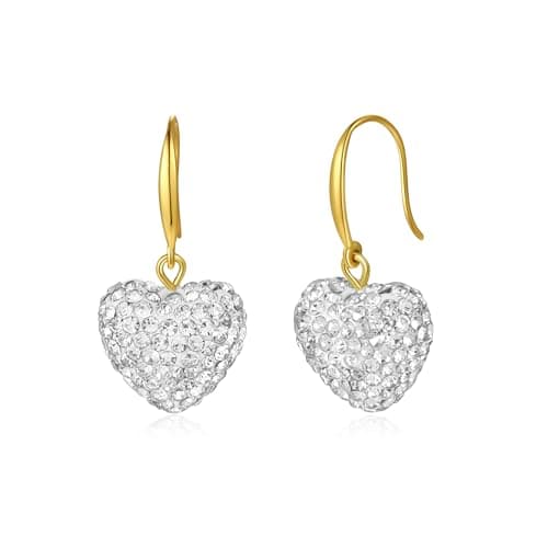 Crystal Heart Drop Earrings, Gold Plated S925 Hook, Colors Available (clear crystal white)