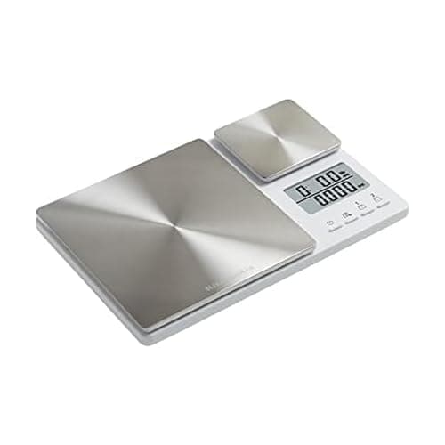 KitchenAid KQ909 Dual Platform Digital Kitchen and Food Scale, 11 Pound Capacity and Precision 16oz Capacity, White with Stainless Steel